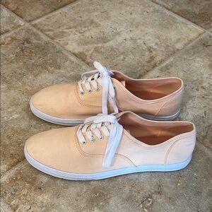 Cream and White Sneakers Casual Lace-Up